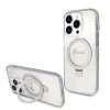 Husa Guess IML Ring Stand Glitter MagSafe pentru iPhone 15 Pro Max Transparent