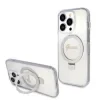 Husa Guess IML Ring Stand Glitter MagSafe pentru iPhone 15 Pro Transparent