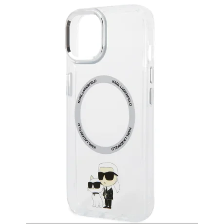 Husa Karl Lagerfeld IML Karl and Choupette NFT MagSafe pentru iPhone 15 Plus Transparent