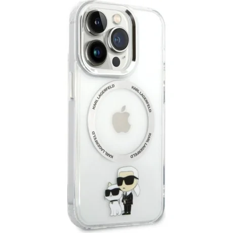 Husa Karl Lagerfeld IML Karl and Choupette NFT MagSafe pentru iPhone 15 Pro Transparent