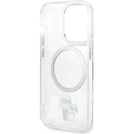 Husa Karl Lagerfeld IML Karl and Choupette NFT MagSafe pentru iPhone 15 Pro Transparent