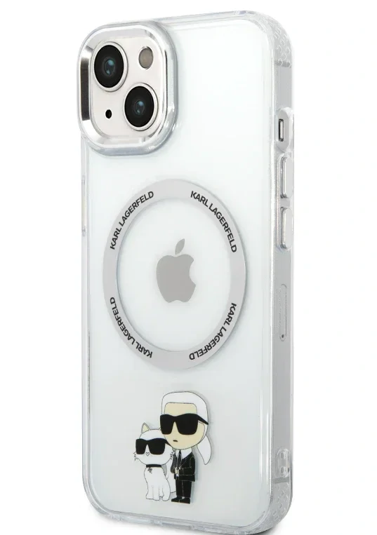 Husa Karl Lagerfeld IML Karl and Choupette NFT MagSafe pentru iPhone 15 Transparent