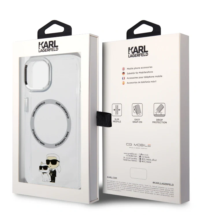 Husa Karl Lagerfeld IML Karl and Choupette NFT MagSafe pentru iPhone 15 Transparent thumb