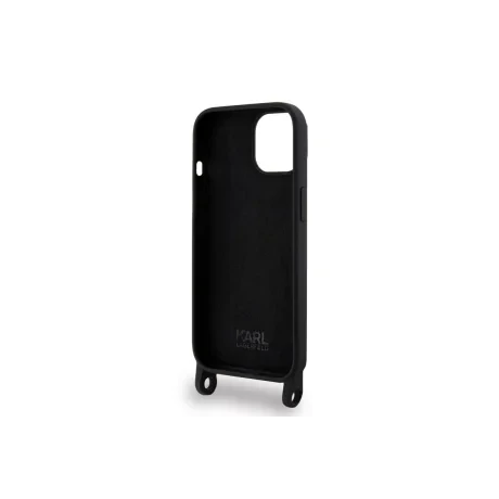 Husa Karl Lagerfeld Liquid Silicone Crossbody Ikonik pentru iPhone 15 Pro Max Black