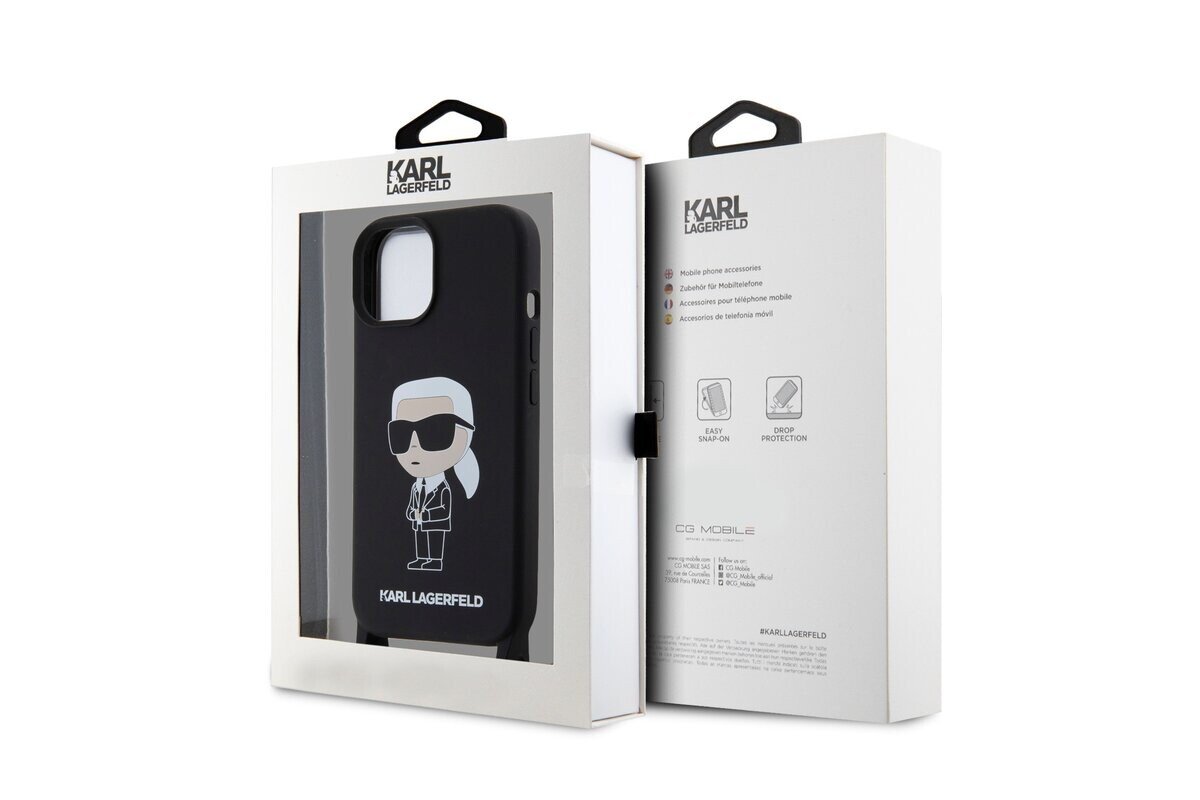 Husa Karl Lagerfeld Liquid Silicone Crossbody Ikonik pentru iPhone 15 Pro Max Black thumb