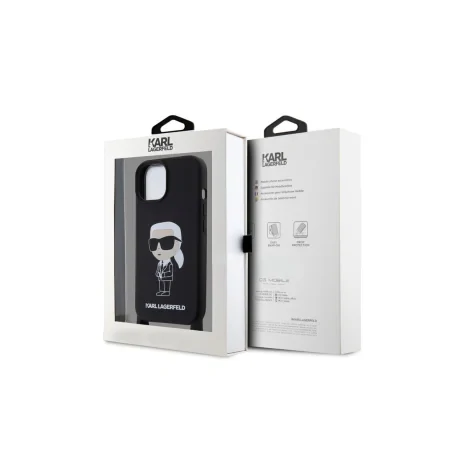 Husa Karl Lagerfeld Liquid Silicone Crossbody Ikonik pentru iPhone 15 Pro Max Black
