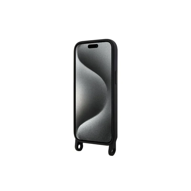 Husa Karl Lagerfeld Liquid Silicone Crossbody Ikonik pentru iPhone 15 Pro Max Black