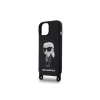 Husa Karl Lagerfeld Liquid Silicone Crossbody Ikonik pentru iPhone 15 Pro Max Black