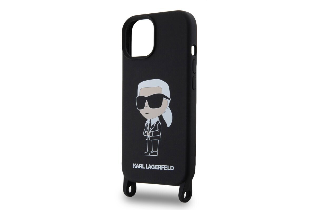 Husa Karl Lagerfeld Liquid Silicone Crossbody Ikonik pentru Phone 15 Pro Black thumb