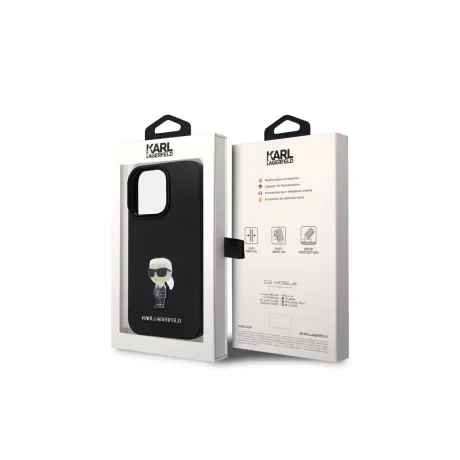 Husa Karl Lagerfeld Liquid Silicone Ikonik NFT pentru iPhone 15 Plus Black