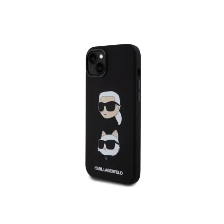Husa Karl Lagerfeld Liquid Silicone Karl and Choupette Heads pentru Phone 15 Negru