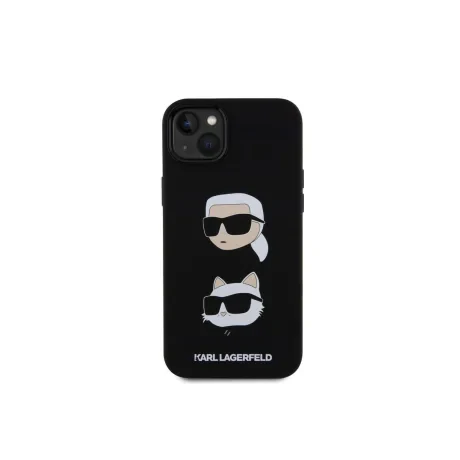 Husa Karl Lagerfeld Liquid Silicone Karl and Choupette Heads pentru Phone 15 Negru