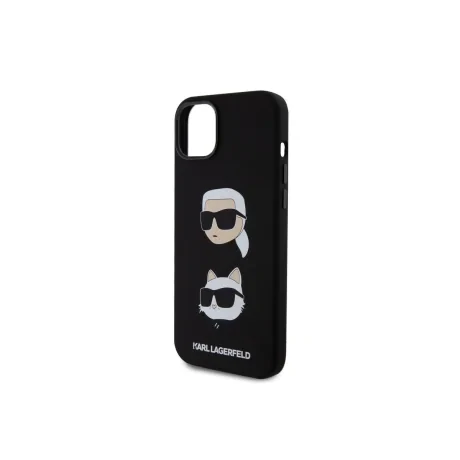 Husa Karl Lagerfeld Liquid Silicone Karl and Choupette Heads pentru Phone 15 Negru