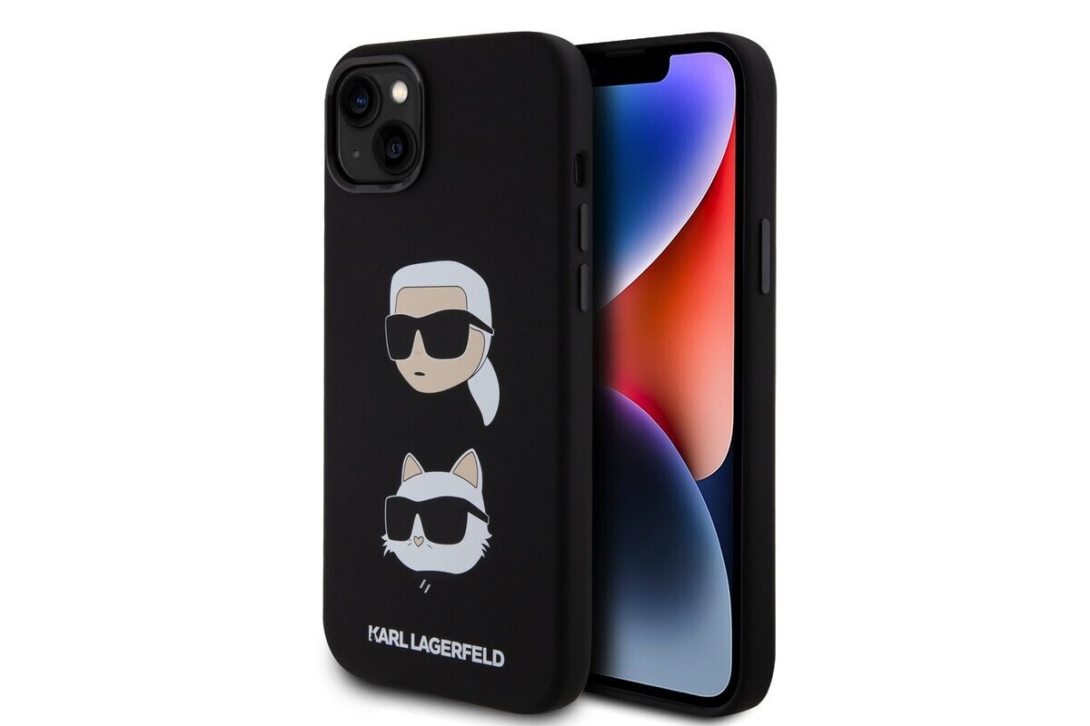 Husa Karl Lagerfeld Liquid Silicone Karl and Choupette Heads pentru Phone 15 Negru thumb