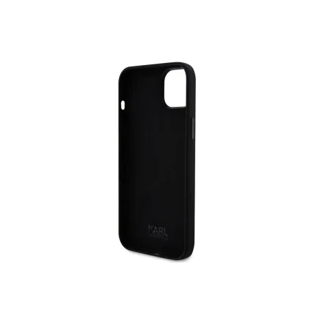 Husa Karl Lagerfeld Liquid Silicone Karl and Choupette Heads pentru Phone 15 Negru