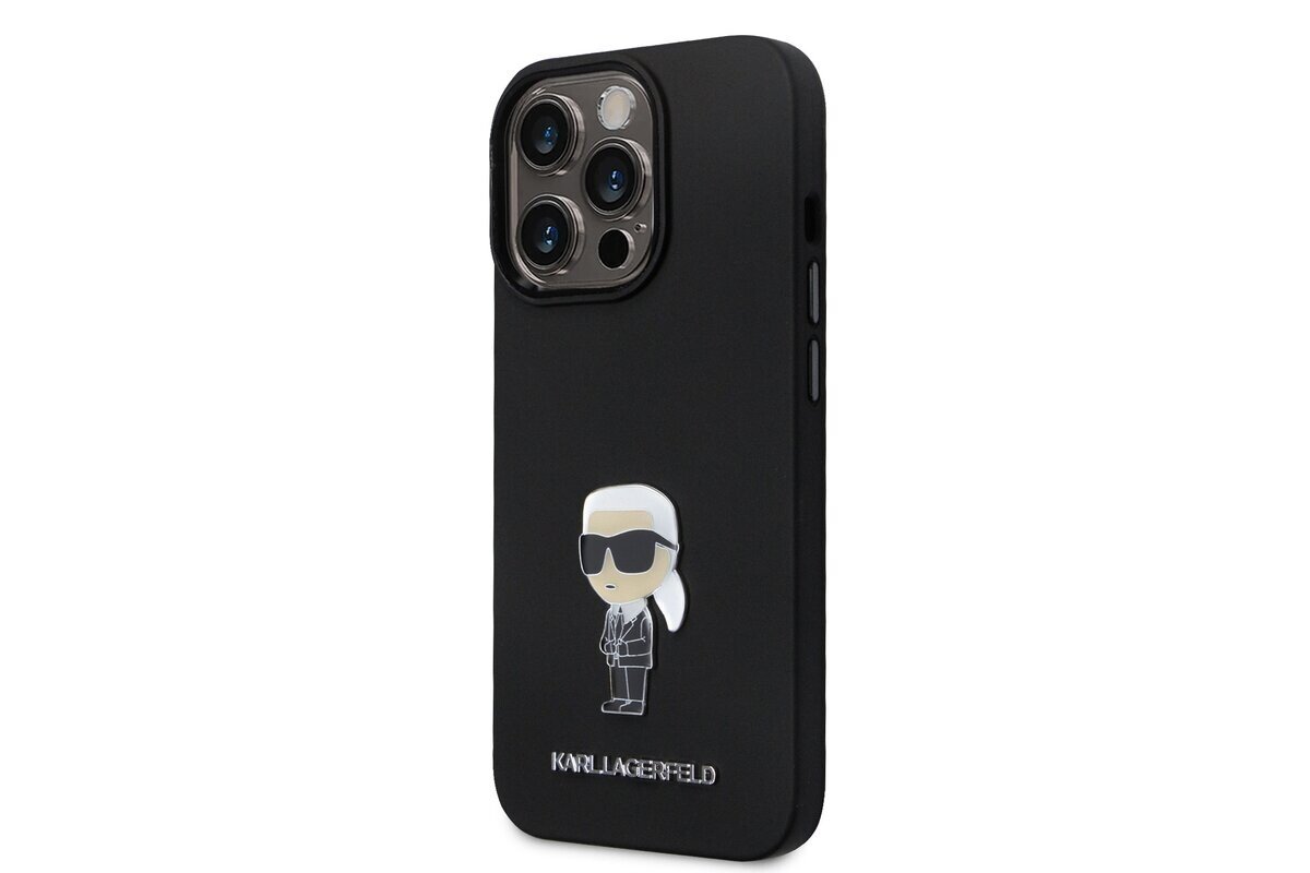 Husa Karl Lagerfeld Liquid Silicone Metal Ikonik pentru iPhone 15 Pro Max Black thumb