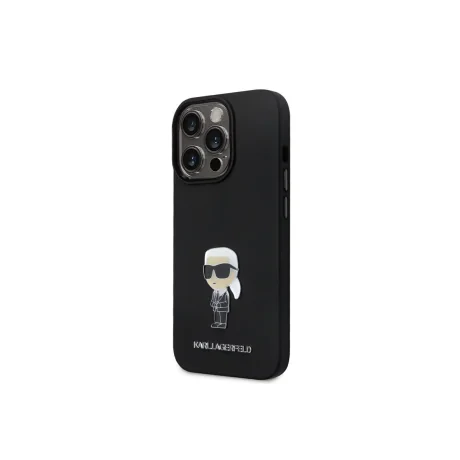 Husa Karl Lagerfeld Liquid Silicone Metal Ikonik pentru iPhone 15 Pro Max Black