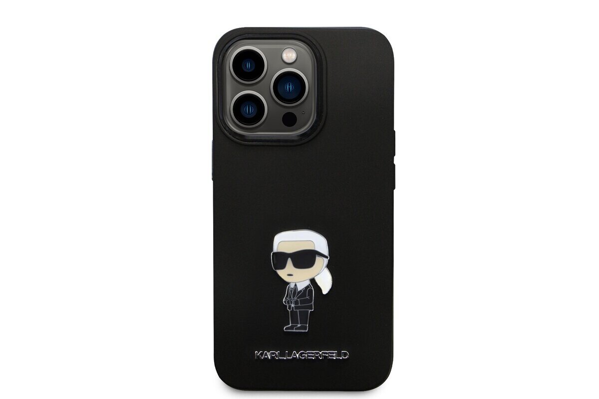 Husa Karl Lagerfeld Liquid Silicone Metal Ikonik pentru iPhone 15 Pro Max Black thumb