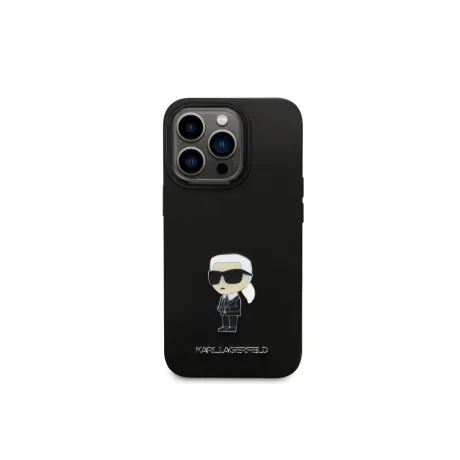 Husa Karl Lagerfeld Liquid Silicone Metal Ikonik pentru iPhone 15 Pro Max Black