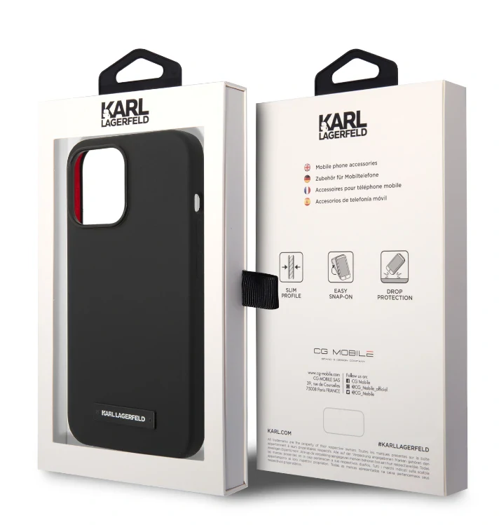 Husa Karl Lagerfeld Liquid Silicone Plaque MagSafe pentru iPhone 15 Pro Black thumb