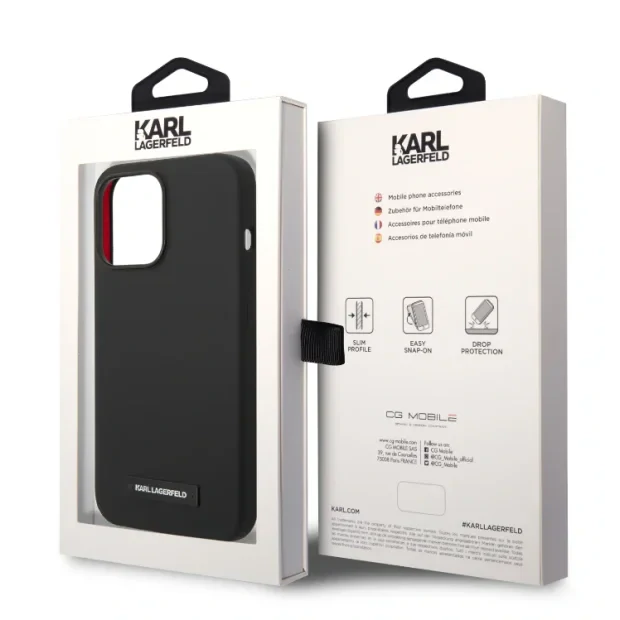 Husa Karl Lagerfeld Liquid Silicone Plaque MagSafe pentru iPhone 15 Pro Black