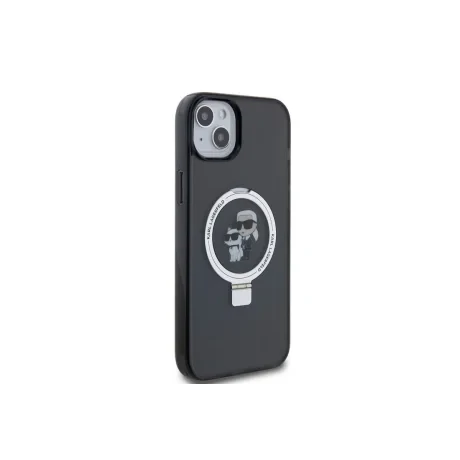 Husa Karl Lagerfeld Ringstand Karl and Choupette MagSafe pentru iPhone 15 Plus Black