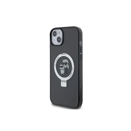 Husa Karl Lagerfeld Ringstand Karl and Choupette MagSafe pentru iPhone 15 Plus Black
