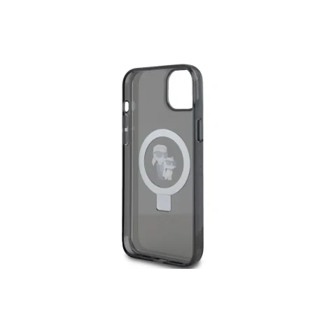 Husa Karl Lagerfeld Ringstand Karl and Choupette MagSafe pentru iPhone 15 Plus Black