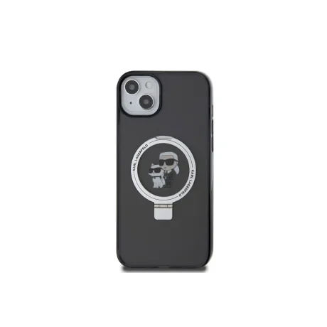 Husa Karl Lagerfeld Ringstand Karl and Choupette MagSafe pentru iPhone 15 Plus Black
