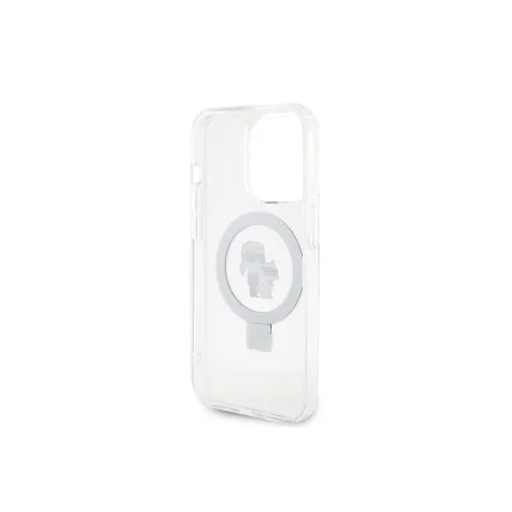 Husa Karl Lagerfeld Ringstand Karl and Choupette MagSafe pentru iPhone 15 Pro Max White