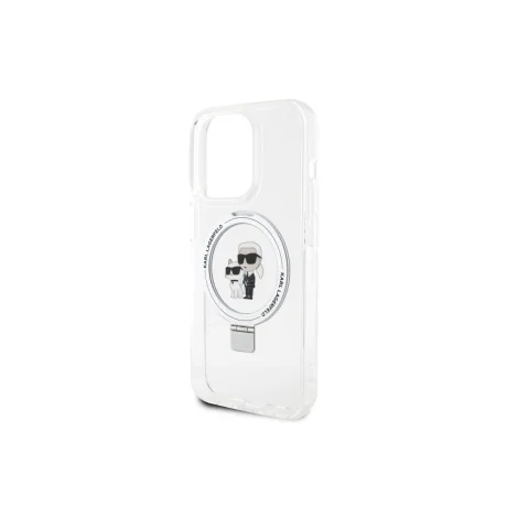 Husa Karl Lagerfeld Ringstand Karl and Choupette MagSafe pentru iPhone 15 Pro Max White