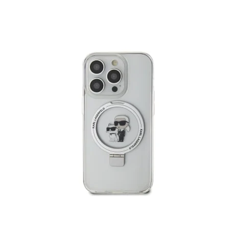 Husa Karl Lagerfeld Ringstand Karl and Choupette MagSafe pentru iPhone 15 Pro Max White