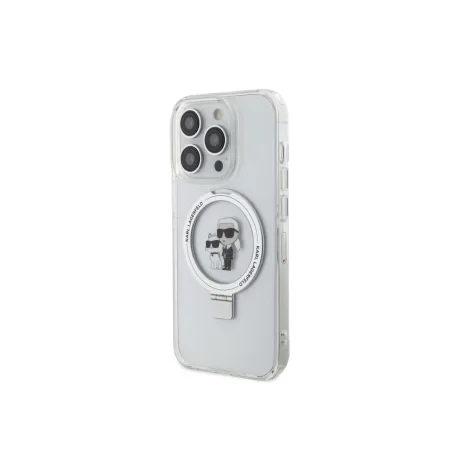 Husa Karl Lagerfeld Ringstand Karl and Choupette MagSafe pentru iPhone 15 Pro Max White