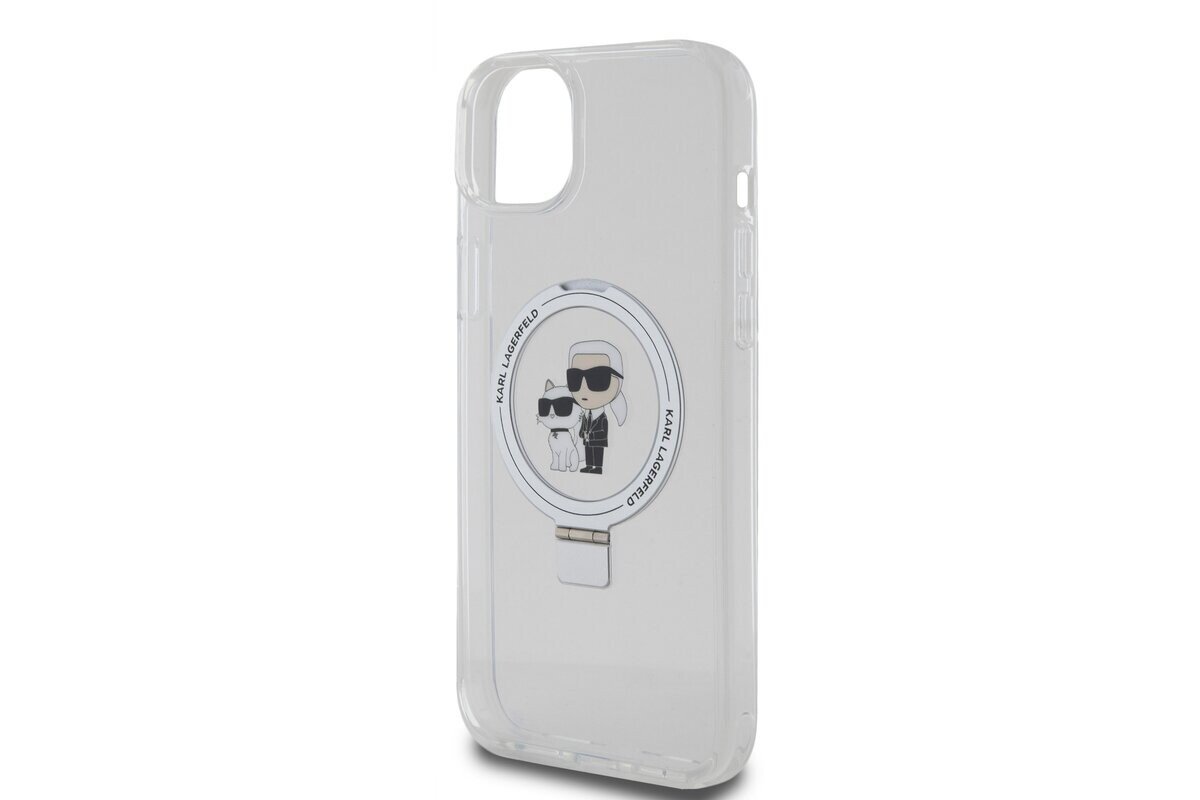 Husa Karl Lagerfeld Ringstand Karl and Choupette MagSafe pentru iPhone 15 White thumb