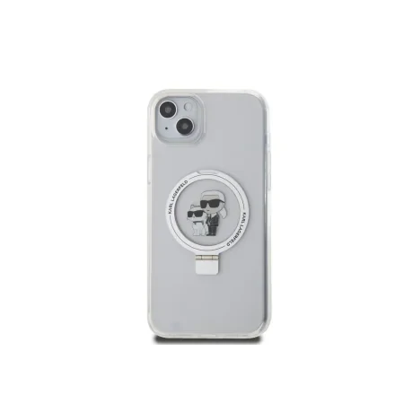 Husa Karl Lagerfeld Ringstand Karl and Choupette MagSafe pentru Phone 15 Plus White
