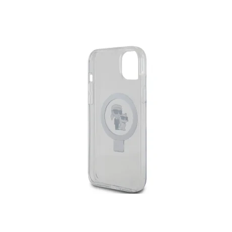 Husa Karl Lagerfeld Ringstand Karl and Choupette MagSafe pentru Phone 15 Plus White