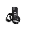 Husa Karl Lagerfeld Liquid Silicone Crossbody Ikonik pentru iPhone 15 Black