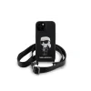 Husa Karl Lagerfeld Liquid Silicone Crossbody Ikonik pentru iPhone 15 Black