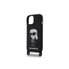 Husa Karl Lagerfeld Liquid Silicone Crossbody Ikonik pentru iPhone 15 Black