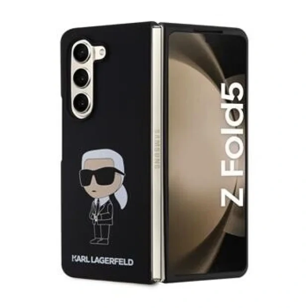 Karl Lagerfeld Liquid Silicone Ikonik NFT Zadni Kryt pro Samsung Galaxy Z Fold 5 Black