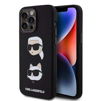 Husa Karl Lagerfeld Liquid Silicone Karl and Choupette Heads pentru iPhone 15 Pro Max Negru thumb