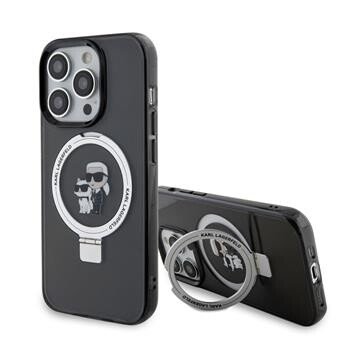 Husa Karl Lagerfeld Ringstand Karl and Choupette MagSafe pentru iPhone 15 Pro Negru thumb