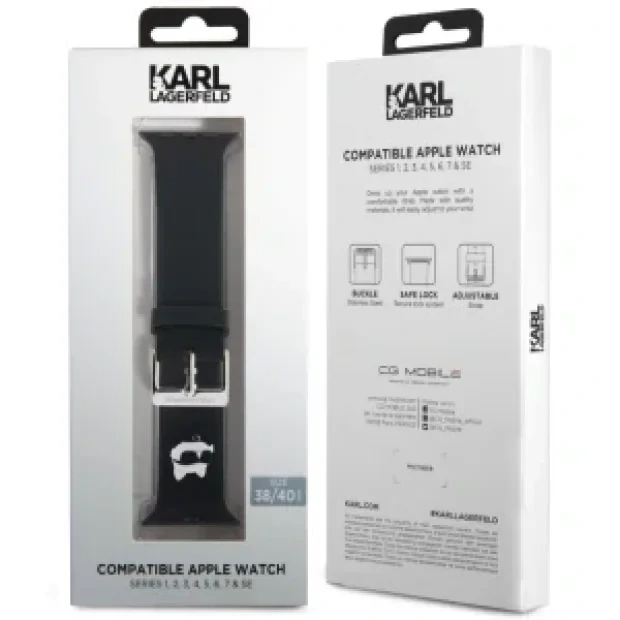 Curea de ceas Karl Lagerfeld Choupette Head NFT pentru Apple Watch 38/40 Black