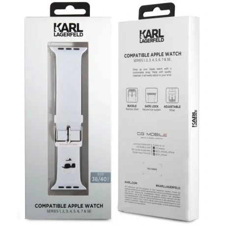 Curea de ceas Karl Lagerfeld Choupette Head NFT pentru Apple Watch 38/40 White