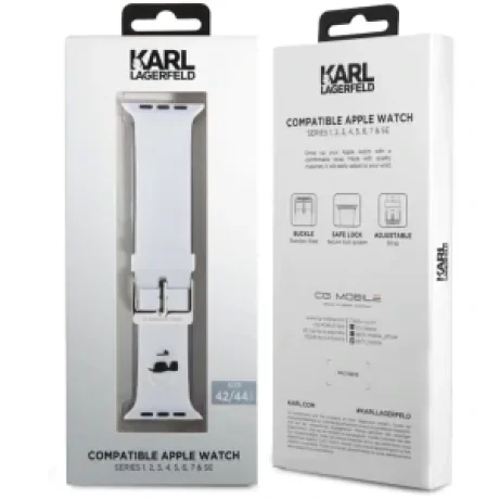 Curea de ceas Karl Lagerfeld Choupette Head NFT pentru Apple Watch 42/44 White