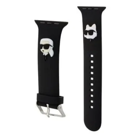 Curea de ceas Karl Lagerfeld Karl and Choupette Head NFT pentru Apple Watch 42/44 Black