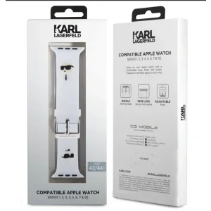 Curea de ceas Karl Lagerfeld Karl and Choupette Head NFT pentru Apple Watch 42/44 White