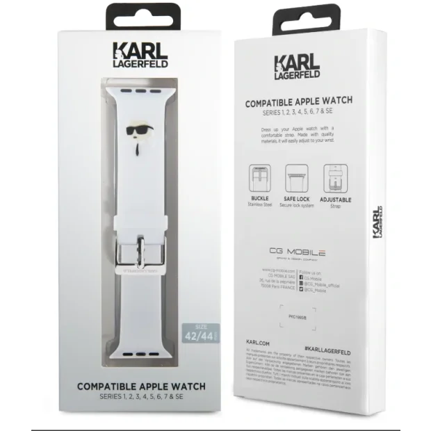 Curea de ceas Karl Lagerfeld Karl Head NFT pentru Apple Watch 42/44 White