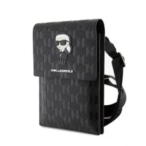 Geanta Karl Lagerfeld Saffiano Monogram Wallet Phone Bag Ikonik NFT Black