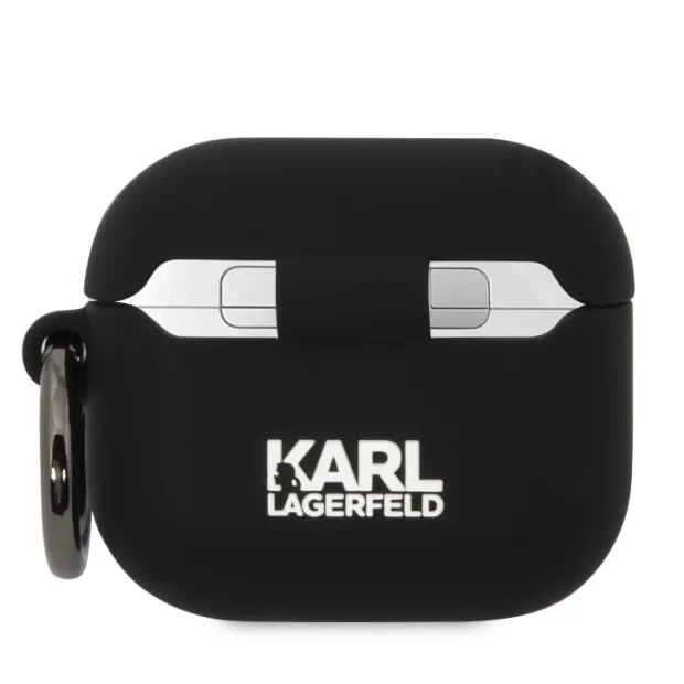 Husa Karl Lagerfeld 3D Logo NFT Karl and Choupette Silicon pentru AirPods 3 Black